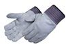 Split Cowhide Leather Palm Gloves 2.5 Rubberized Cuff Blue Large