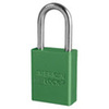 American Lock®, Safety Lockout Padlock, Aluminum, Green, Keyed Different