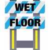 Vestil Corrugated Plastic Folding Safety Barricade "Wet Floor" Blue
