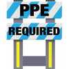 Vestil Corrugated Plastic Folding Safety Barricade "PPE Required" Blue