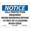 OSHA Sign Fall Protection Required 8"x10" Pressure Sensitive Vinyl