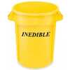 Rubbermaid AR240629 Yellow Brute "INEDIBLE" on 2 Sides, 32 Gal w/o Lid