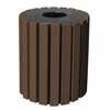 Vestil 100% Recycled Plastic Trash Receptacle Round 33 Gallon Brown
