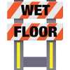 Vestil Corrugated Plastic Folding Safety Barricade "Wet Floor" Orange