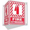 Emedco® 43006 Fire Extinguisher Sign, 3-Way, Plastic, Red/White