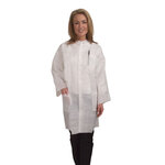 Lab Coat, Polypropylene / Non-Woven SBP, White, Snap, Large
