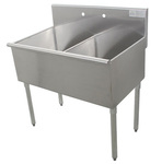 Manual Sink, Floor Mount, Stainless Steel, 48 x 24-1/2 x 41 in, 21 x 24 x 14 in