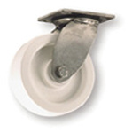 Swivel Plate Caster, 650 lbs, 6 in, Polyolefin with Delrin Bearing, White