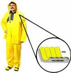Rain Bib Trouser, PVC on Polyester, Yellow, Snap with Safety Fly, 60 mil