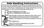 Safe Handling Instruction Label, English, SAFE HANDLING INSTRUCTIONS, Adhesive Backed, Black on White