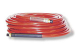 Air Hose, 3/8 in, 100 ft, Red, 300 PSI, PVC, Brass (Fittings), Oil, Abrasion, Air Compressors, Staplers, Nailers, Pneumatic Tools, 1/4 MNPT Coupler, Kink Proof Construction, Flexibility