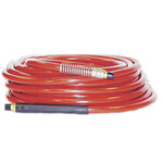 Air Hose, 3/8 in, 50 ft, Red, 300 PSI, PVC, Brass (Fittings), Oil, Abrasion, Air Compressors, Staplers, Nailers, Pneumatic Tools, 1/4 MNPT Coupler, Kink Proof Construction, Flexibility
