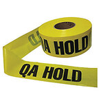 Barricade Tape QA Hold 4 Mil Black On Yellow 3" x 1000' Polyethylene