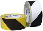 Warning Tape, PVC, Striped, Black / Yellow, 50 mm, 33 m