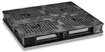 Rackable Pallet, 40 L x 48 W in, Plastic, Black, 2000 lbs, One-Piece Design, Flat Deck, 100% Recyclable, 4-Way Entry