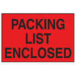Packing List Enclosed Label - 2 x 3 in, Black on Red