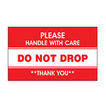 Dot and Shipping Labels, English, PLEASE HANDLE WITH CARE/DO NOT DROP/THANK YOU, Adhesive Backed, White / Red on White / Red
