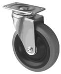 Rigid Plate Caster, 300 lbs, 5 in, Solid Urethane, Gray