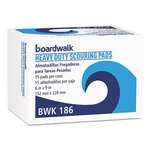 Boardwalk BWK186 Heavy-Duty Green Scouring Pads, 6 x 9