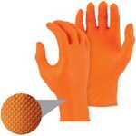 Majestic 3277DO Super Grip Disposable Nitrile Glove 9.5", Orange, 8 mil