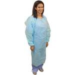 Blue Polyethylene Protective Gown w/ Thumb Loops, 45"