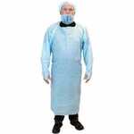 The Safety Zone CPE Cast Polyethylene Coat Apron with Thumb Loops, Blue