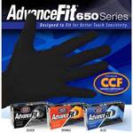 AdvanceFit 650 Series Nitrile Powder-Free Exam Gloves Black Large