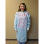 The Safety Zone® MCPE-55B Disposable Blue Processing Gown, 55"