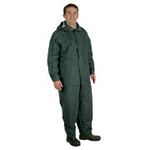 3-Piece PVC/Poly Rain Suit w/ Detachable Hood, Green