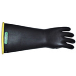 Insulating Gloves, Natural Latex Rubber, 14 in, Black, Class 2, 9