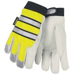 MCR Safety 968 Luminator Series Mechanics Gloves, Goat Skin, Hi-Vis