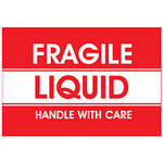 Dot and Shipping Labels, English, FRAGILE LIQUID/HANDLE WITH CARE, Adhesive Backed, White / Red on White / Red