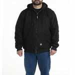 Berne Apparel HJ51 Heritage Black Cotton Duck Insulated Hooded Jacket