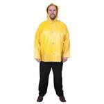 Yellow Nylon Poly Rain Jacket with Attached Hood